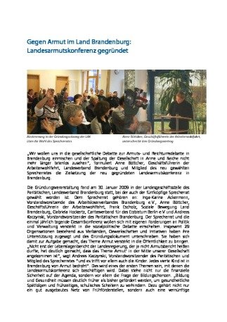 Gegen Armut im Land Brandenburg: Landesarmutskonferenz gegründet
