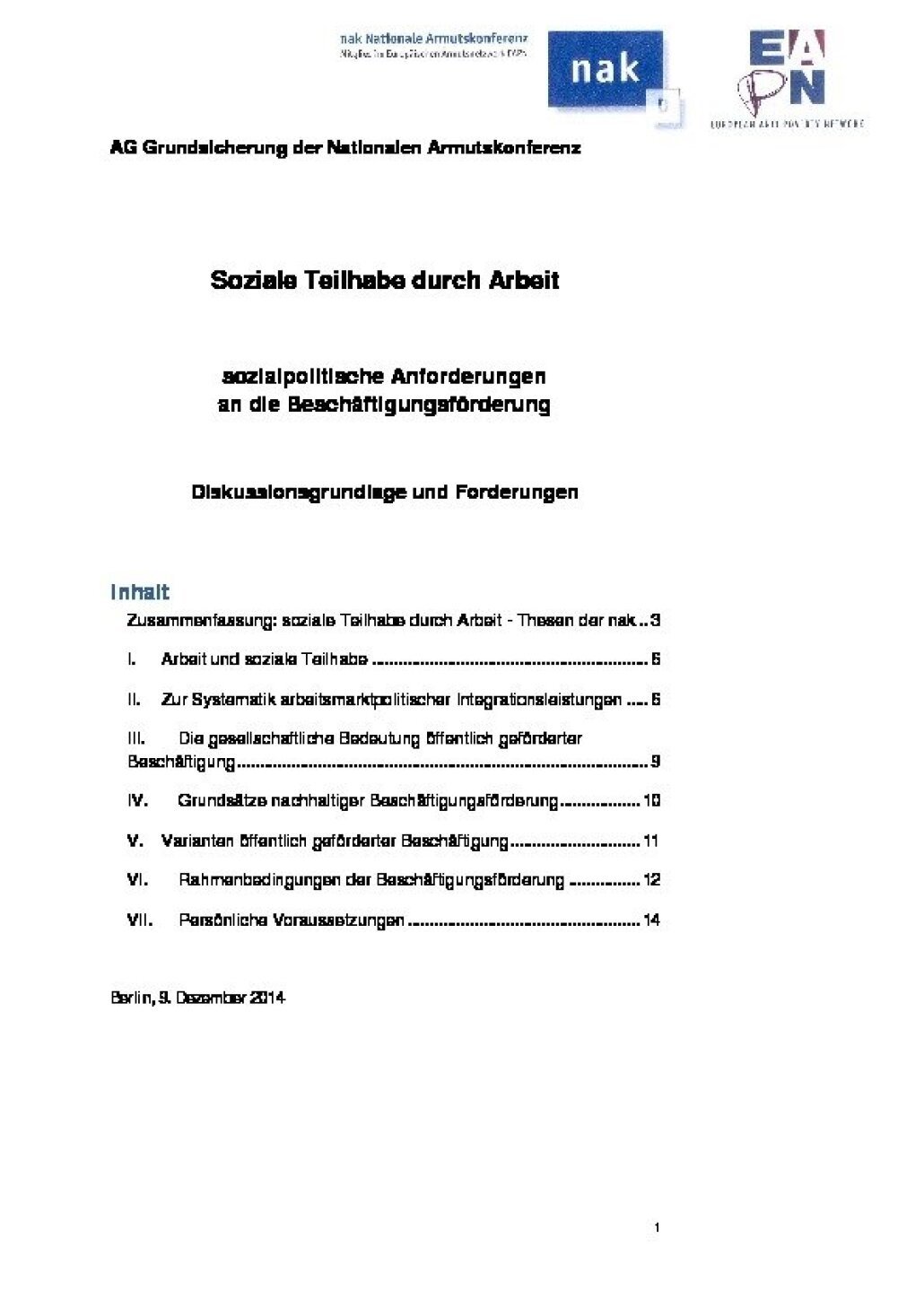 Soziale Teilhabe und ein menschenwürdiges Existenzminimum