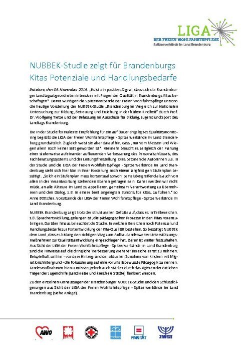 NUBBEK-Studie zeigt für Brandenburgs Kitas Potenziale und Handlungsbedarfe