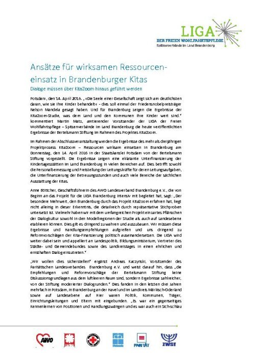 Ansätze für wirksamen Ressourceneinsatz in Brandenburger Kitas