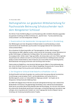 Stellungnahme zur Mittelverteilung Psychosozialer Betreuung Schutzsuchender