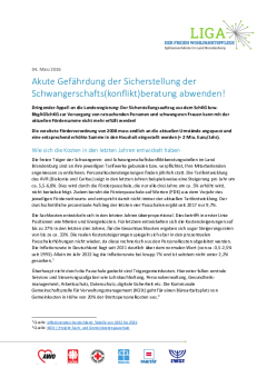 Stellungnahme Gefährdung der Sicherstellung der Schwangerschaftskonfliktberatung abwenden